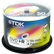 TDK 可打印 DVD+R 16速10片装(DVD+R47PWWCB10AD)