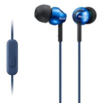 索尼 MDR-EX110AP 智能手机通话耳机 简易的一键式多功能按扭 蓝色产品图片主图