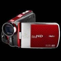 海尔 DV-V80 全高清摄像机 红色遥控版(1080P全高清 5倍光学变焦 3寸高清触摸屏 支持双卡储存)产品图片主图