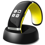 智蝶科技 OLED电容触摸屏蓝牙智能手环/智能手镯 无辐射手机伴侣 L12 (黄色+黑色)