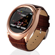 Hi-PEEL 新款智能手表Hi777G　经典时尚穿戴式手环腕表手机可打电话设备 土豪金 棕表带
