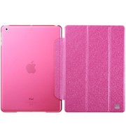 MATE 苹果iPad Air保护套/保护壳 三折 超薄iPad5皮套带休眠 蚕丝纹系列 玫红色