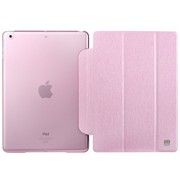 MATE 苹果iPad Mini保护套/保护壳 三折 超薄Mini1/2/3皮套带休眠 蚕丝纹系列 白富粉