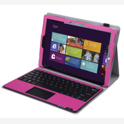 SEENDA 微软surface pro3保护套蓝牙键盘12.2寸触摸板无线键盘平板皮套 玫红色