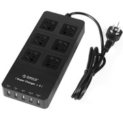 ORICO HPC-6A5U 智能5口USB数码充电器 6位插座/插排/插线板/接线板 1.5米 黑色