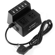 ORICO ODC-2A5U 智能5口USB数码充电器 2位插座/插排/插线板/接线板 1.5米 黑色