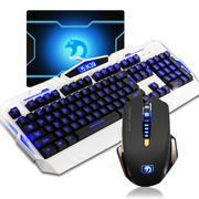 新盟 曼巴狂蛇7D宏定义鼠标 有线键盘套装 游戏键鼠套装 LOL CF游戏键鼠套 狂蛇黑+K39字键发光白+垫
