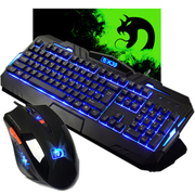 新盟 曼巴蛇 背光有线键鼠套装 发光夜光USB有线键盘鼠标套装 LOL CF游戏专用套件 黑曼巴+K39中板蓝光键盘
