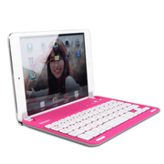 航世 苹果iPad mini3/2/1蓝牙键盘 迷你专用键盘保护套超薄 玫红+黄色保护套