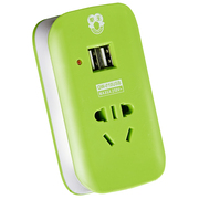 拳王 QW-010USB 智能1孔USB充电插排 1位插座/接线板/插线板 1米 绿色