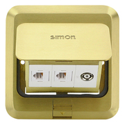 Simon 西蒙地插 方型地板插座 弹起式 两位电话加电视地插 金属铜色【不含底盒】TD120F29