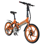易可达 镁铝合金五级变速智能助力可折叠锂电电动自行车20寸一体轮男女式学生成人通用 炫酷橘