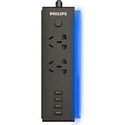 飞利浦 2位组合孔3.2A 4位智能夜灯桌面USB延长线插座智能可控LED夜灯蓝光