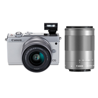 佳能 EOS M100 微型单电双头套机 白色 (EF-M